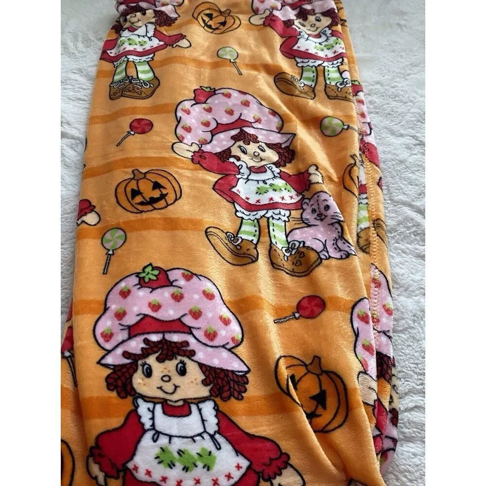 Strawberry Shortcake Orange Halloween Pumpkin Plush Throw Blanket‎ 50 X 70” NEW